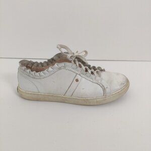 Kate Spade Sneakers Womens 9 White Leather Lynn Scalloped Ruffle Lace Up Shoes